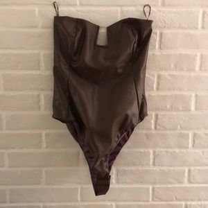 Zara brown pleather bodysuit